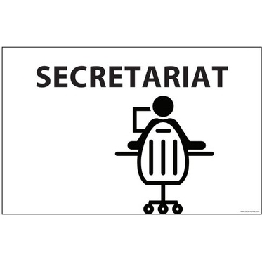 Panneau SECRETARIAT + symbole - fond blanc 300 x 200 mm