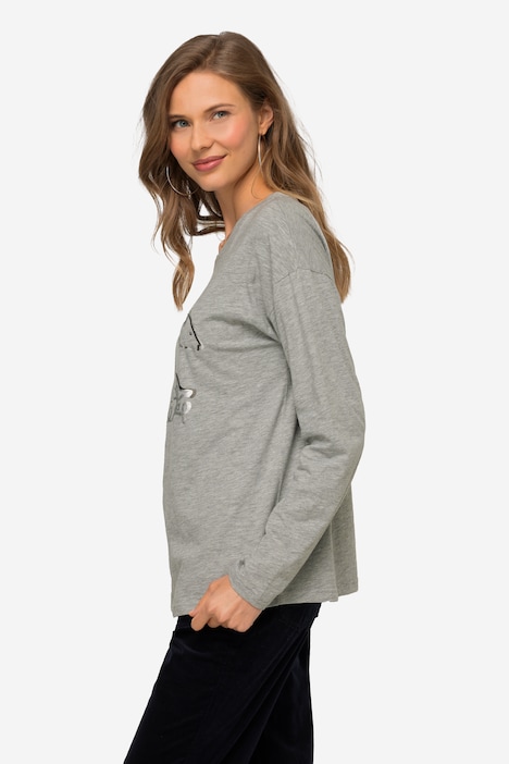 T-Shirt, oversized, Eisbär, Rundhals, Langarm