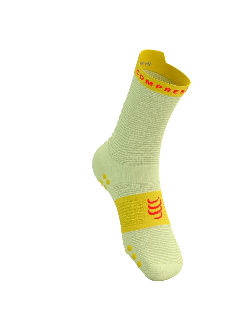 Compressport Pro Racing v4.0 Run High Compressiesokken Geel/Fluo Rood