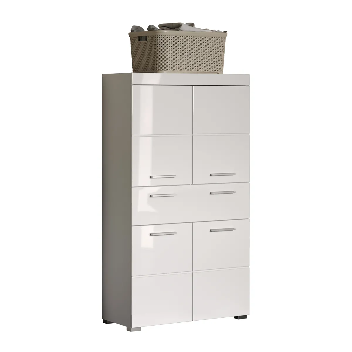pegane Commode de salle de bain - Blanc brillant / mat