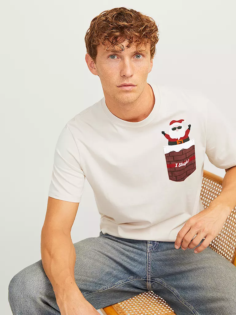JACK & JONES T-Shirt JJXMAS beige