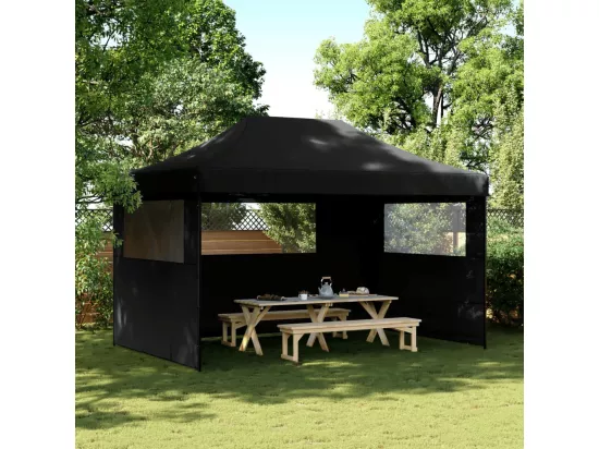 Tente de réception pliable escamotable 3 parois latérales noir