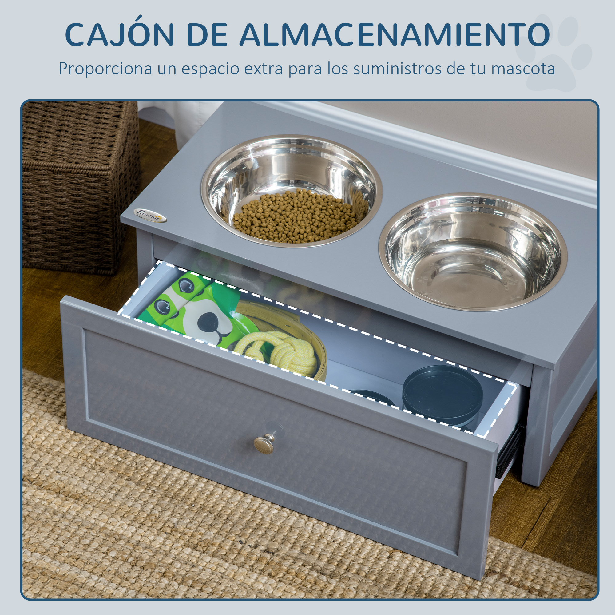 Comedouro elevado PawHut para cães de porte médio com 2 tigelas