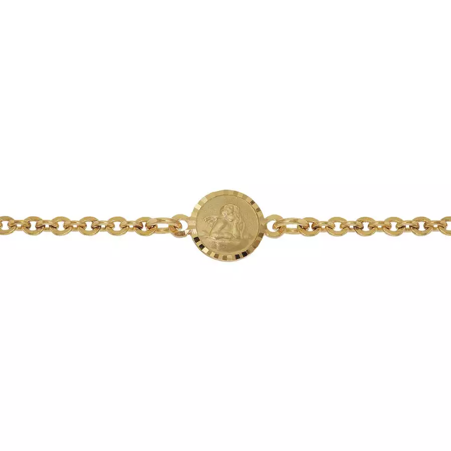 trendor Armband für Babys 333 Gold8 Kt mit Engel-Plakette 14 cm gold