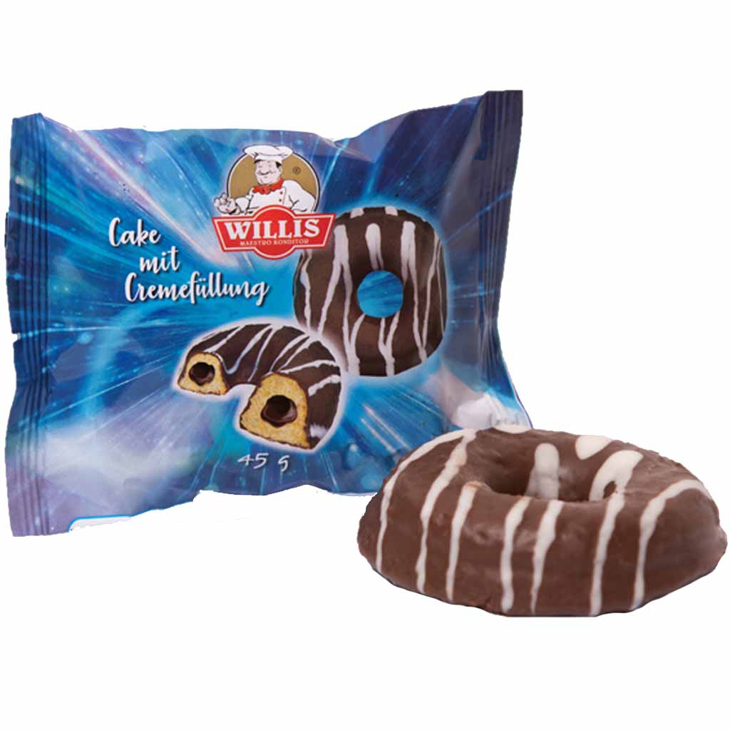 42x Willis Donut Cake mit Kakocremefüllung á 45g=1890g MHD:6.5.25