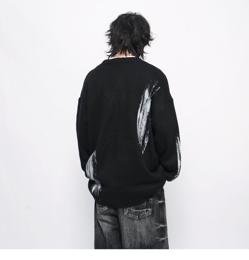 Derbundy - V-hals vest met handprint en letters