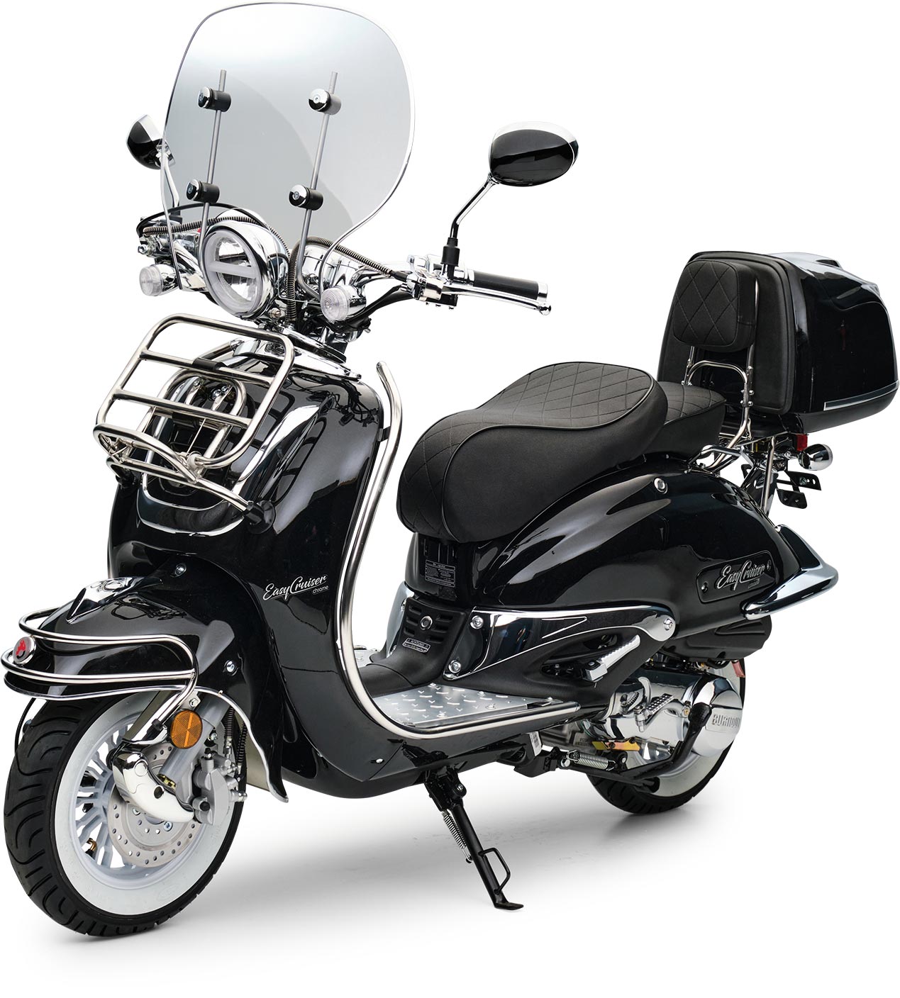 Motorroller Retro EasyCruiser Schwarz 50ccm Euro 5 EFI Scooter Moped Mofa