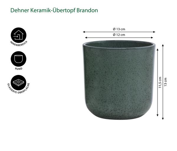 Dehner Keramik-Übertopf Brandon, rund, grün,