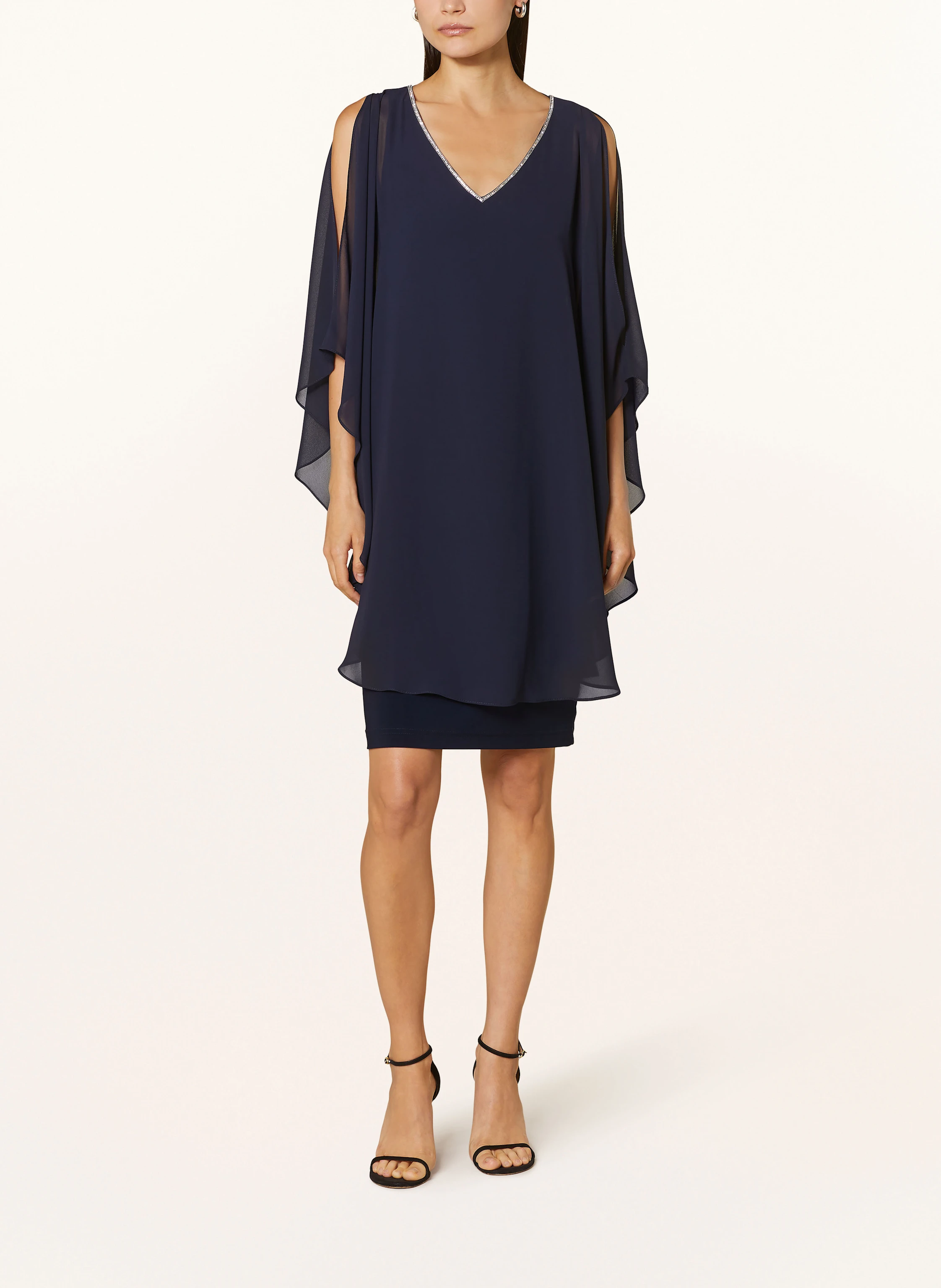 Joseph Ribkoff SIGNATURE Cocktailkleid im Materialmix mit Schmucksteinen