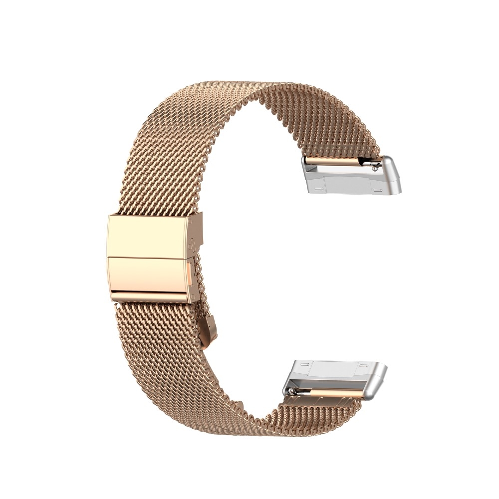 Fitbit Versa 3 / Sense Edelstahl Armband Milanaise mit Butterfly Verschluss (Gelenkumfang 180-235 mm) - Roségold