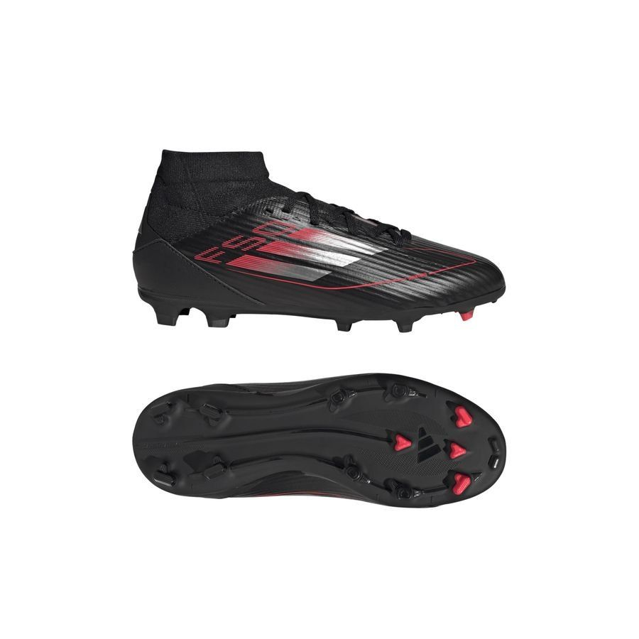 adidas F50 League Mid FG/AG Stealth Victory - Noir/Argenté/Lucid Red Enfant