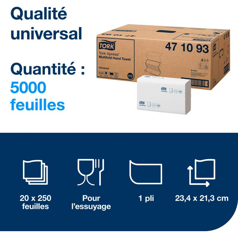 Essuie-mains enchevêtré Tork H2 - Carton de 5000