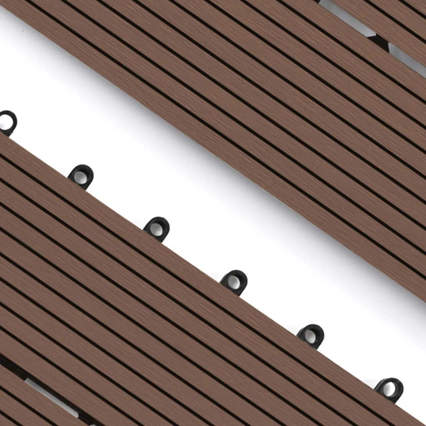 Lot de 5 dalles de terrasse rectangulaire WODHY clipsables bois composite taupe 60 x 30 cm