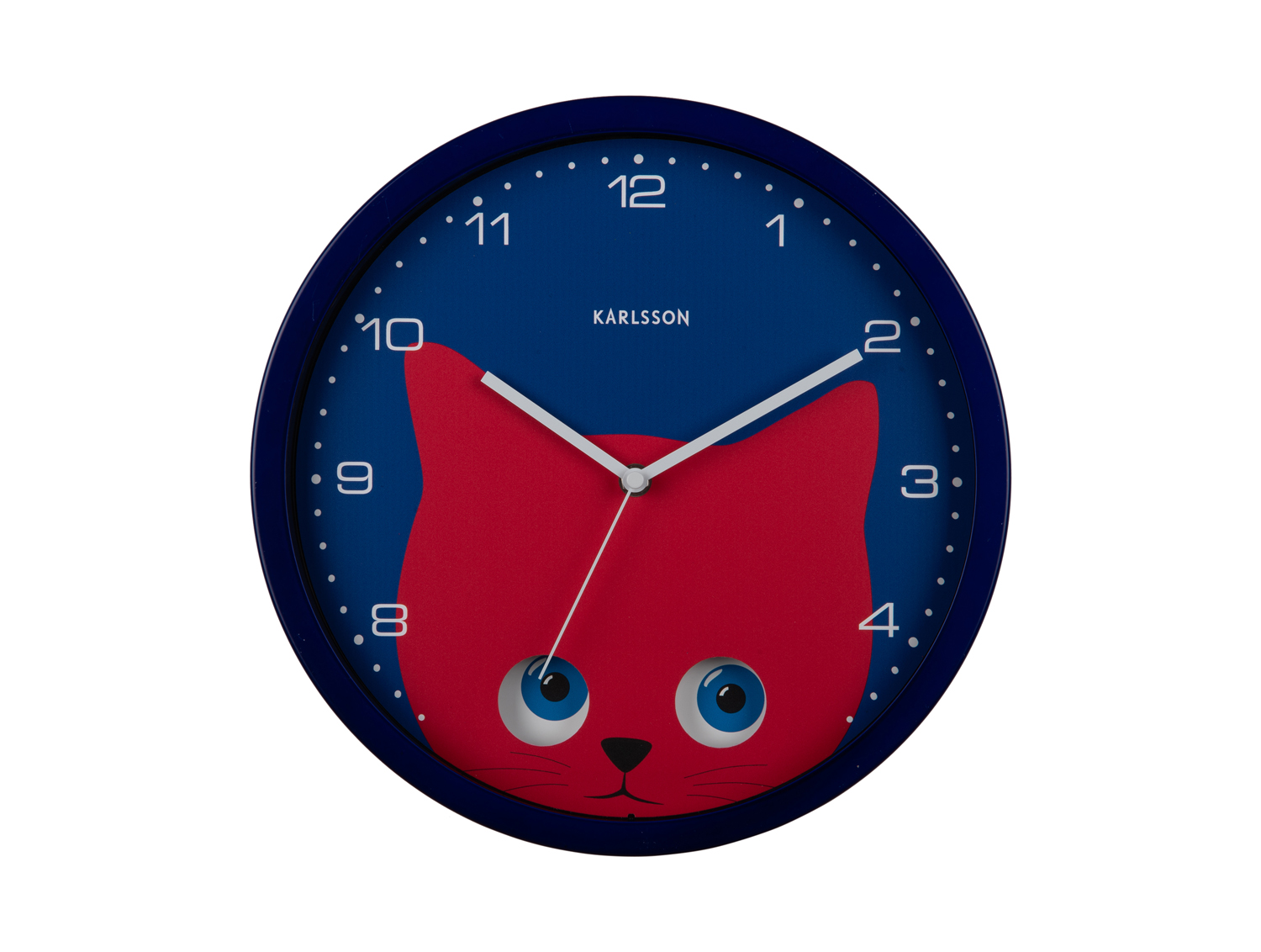 Wall clock Peekaboo Cat dark blue