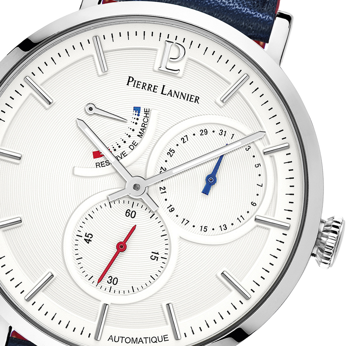 Montre Pierre Lannier homme acier cuir bleu