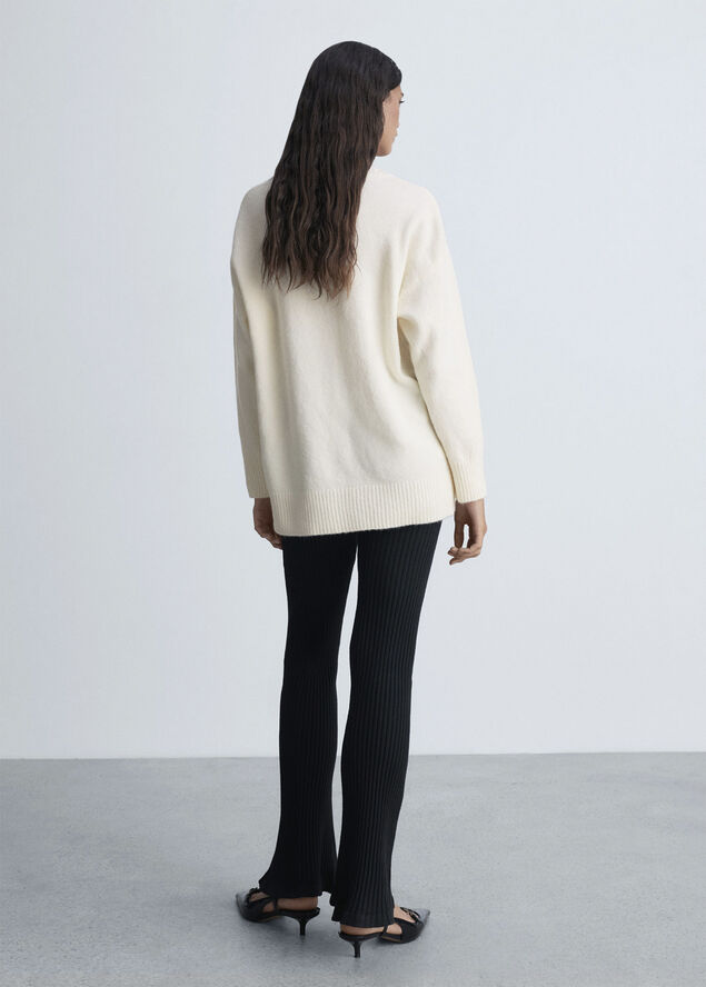 MANGO Oversized V-neck sweater Light beige