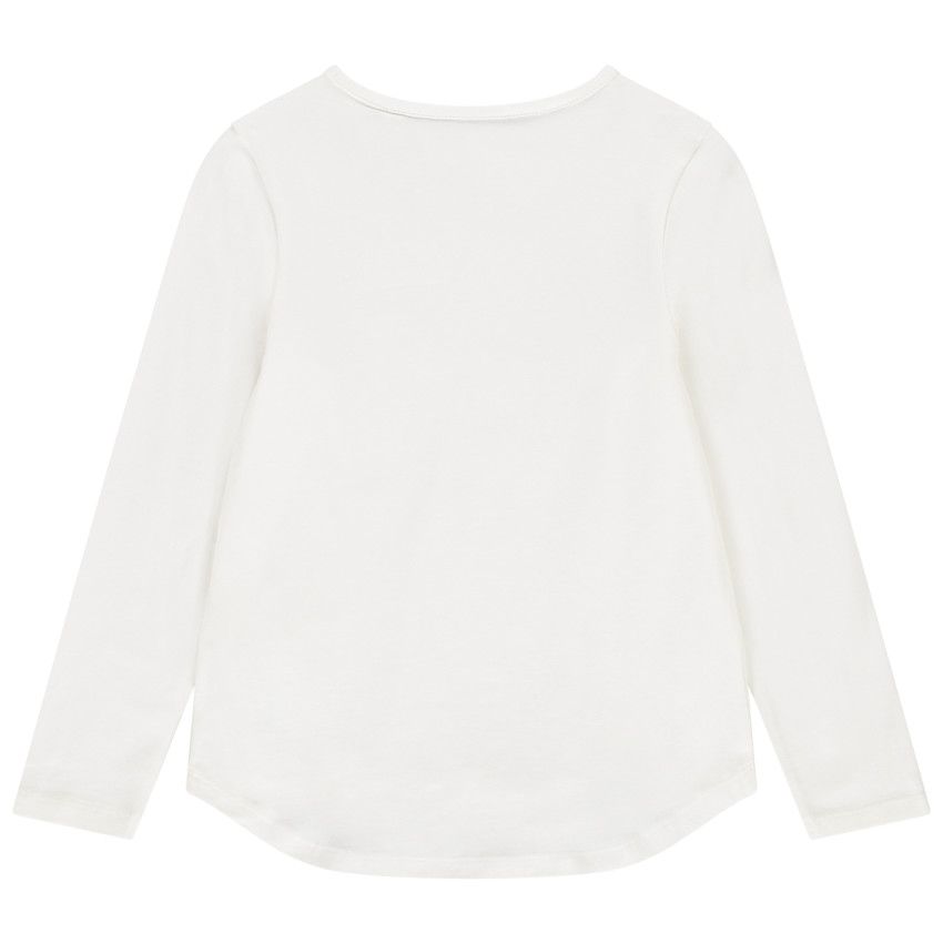T-shirt manches longues en jersey print fantaisie pour fille - Ecru