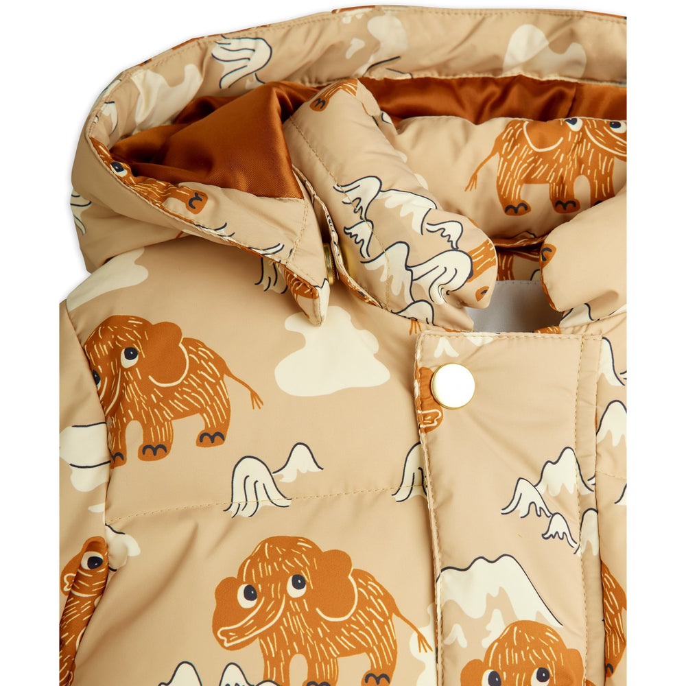 Køb Mini Rodini Beige Mammoths AOP Hooded Puffer