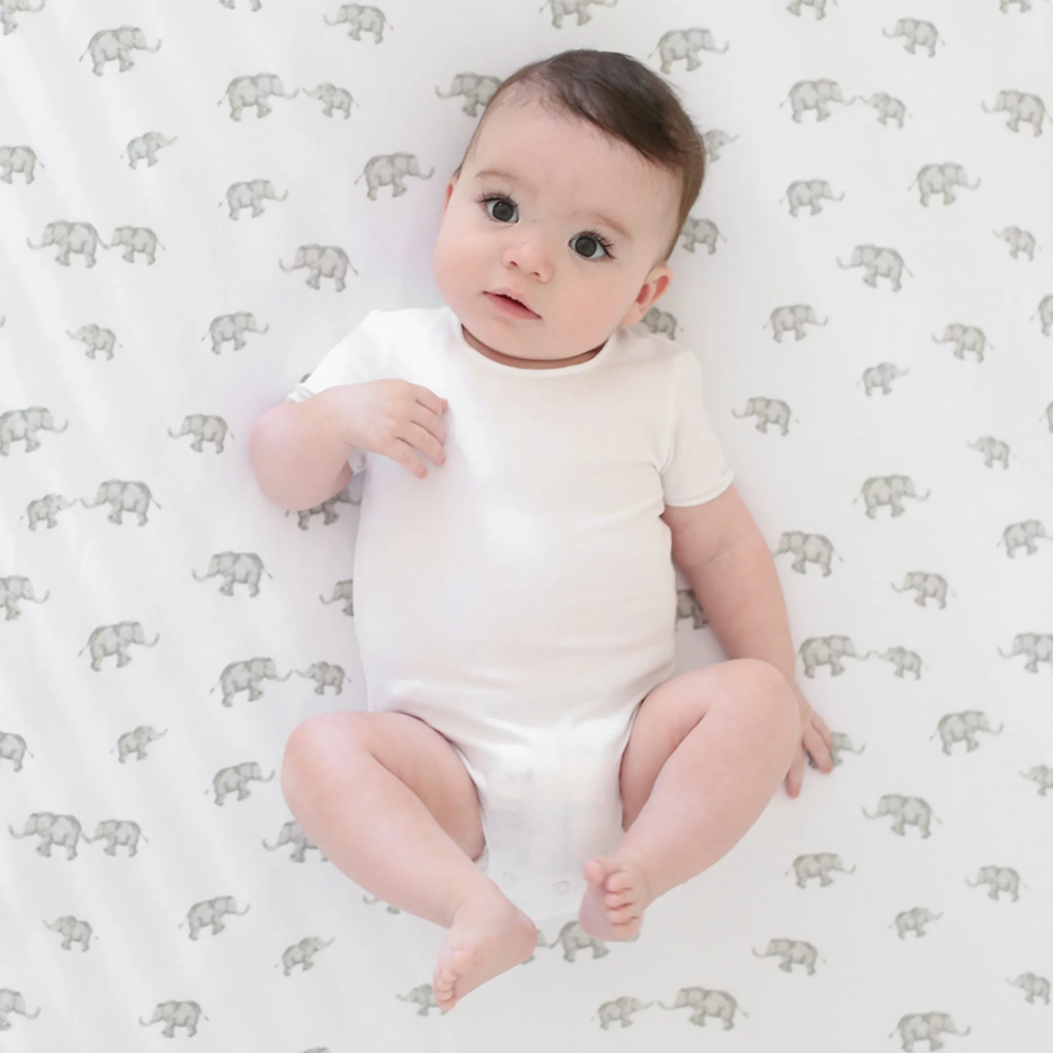 Living Textiles Drap Contour pour Lit de Bébé - Éléphant Gris