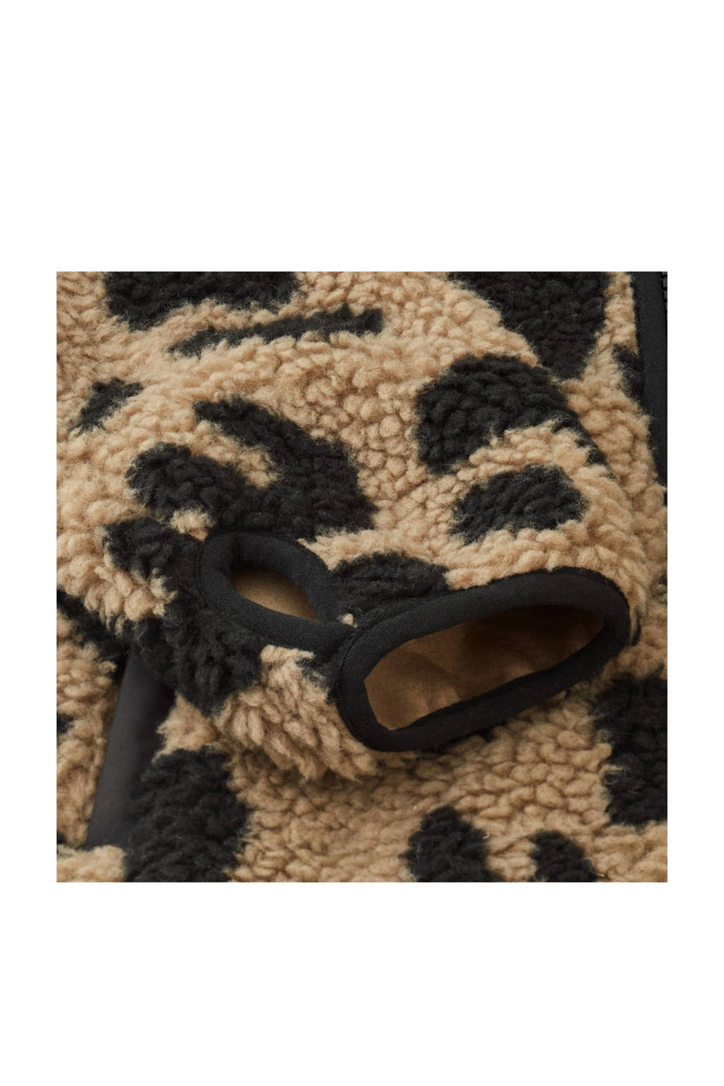 Liewood teddy winterjas Nolan met panterprint bruin/zwart