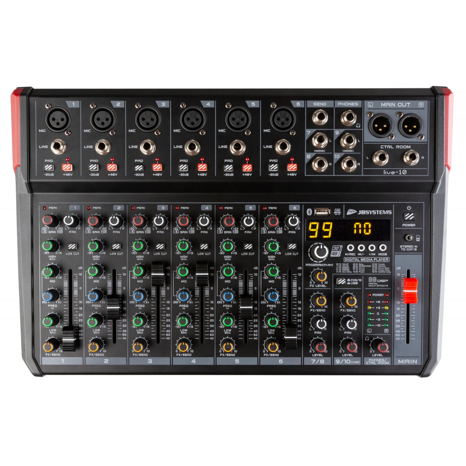 JB systems LIVE-10 8-kanaals mengpaneel met mediaspeler