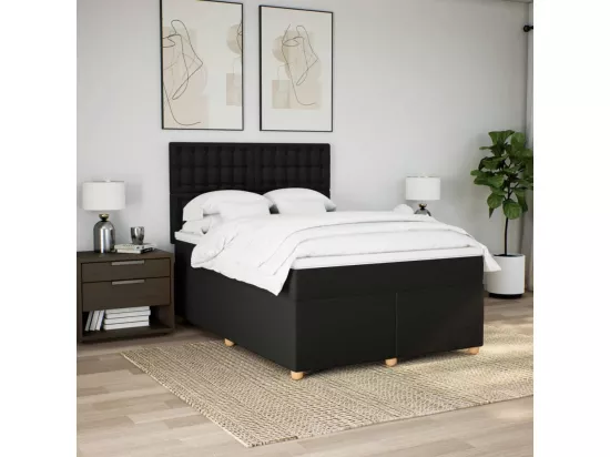Sommier à lattes de lit avec matelas Noir 140x190 cm Tissu