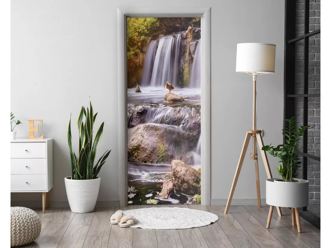 Stickers décoratifs pour portes intérieures - Canard sur cascade 85x205 cm