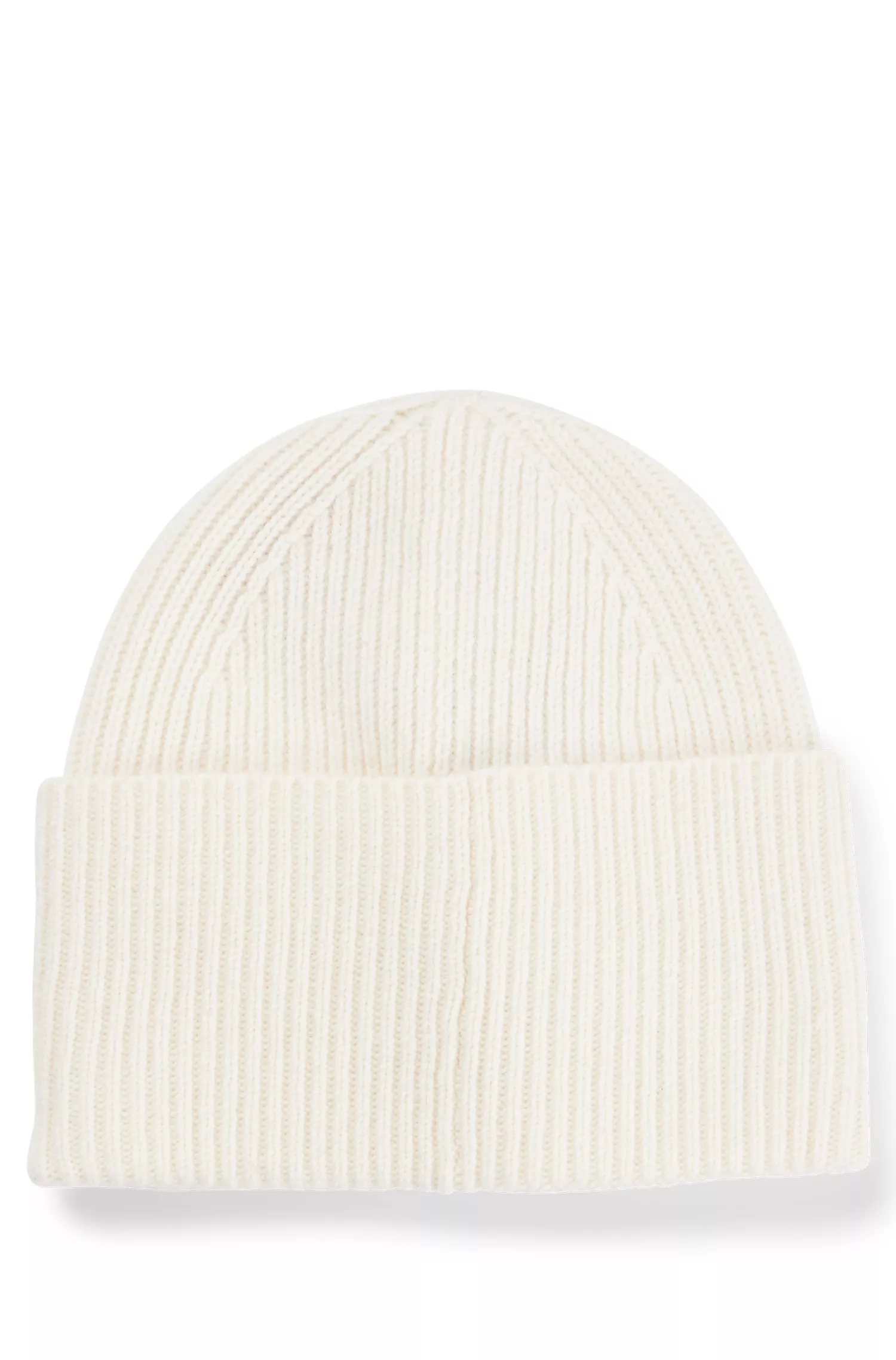Gorro HUGO com logotipo vermelho bordado em mistura de lã virgem.