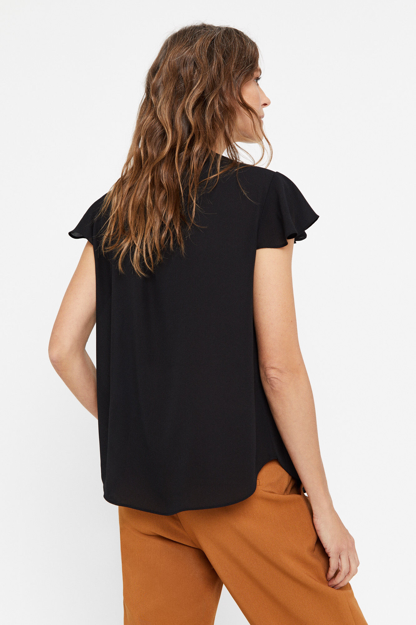 Blusa com mangas franzidas - Preta