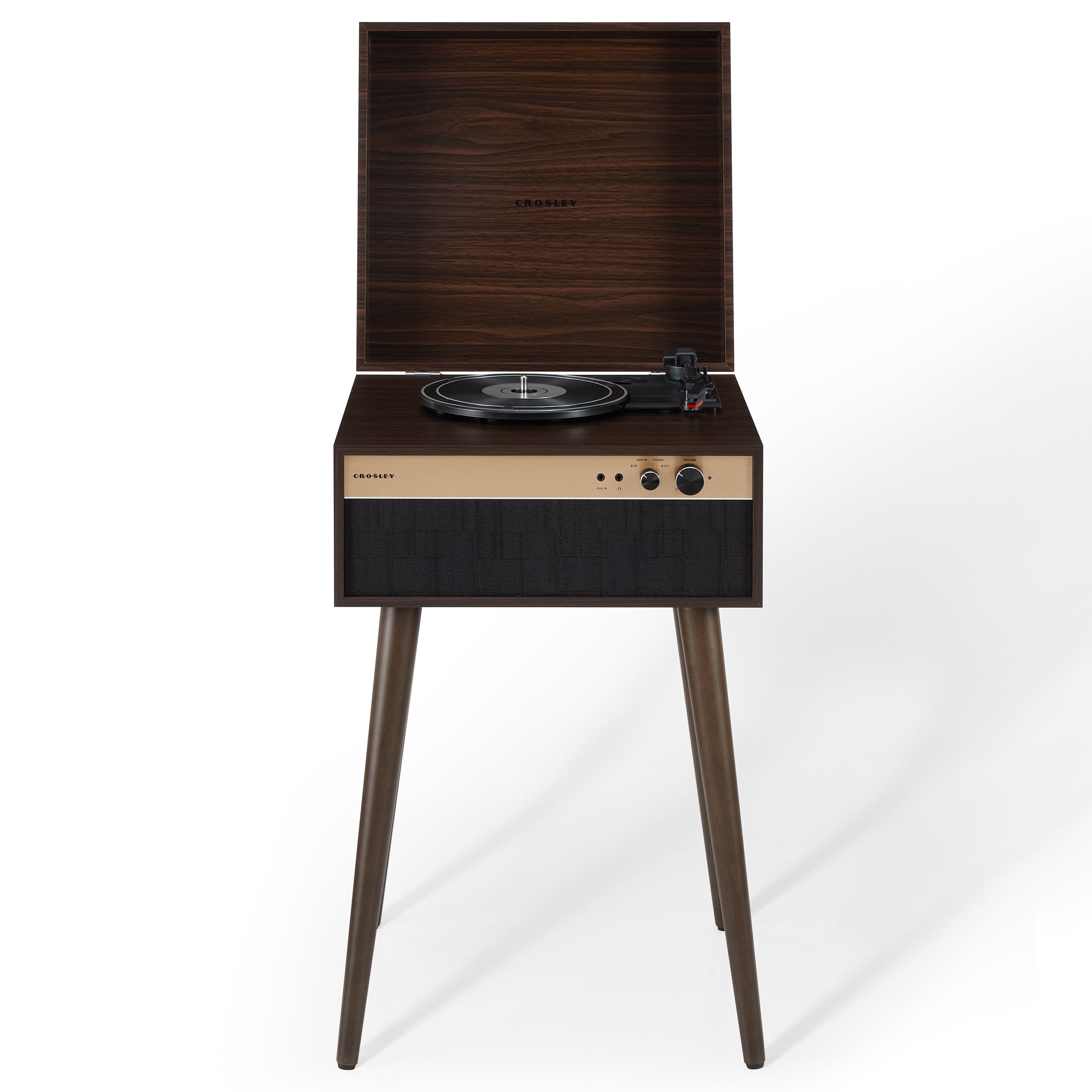 Crosley Jasper Walnut platenspeler/mediaspeler op pootjes