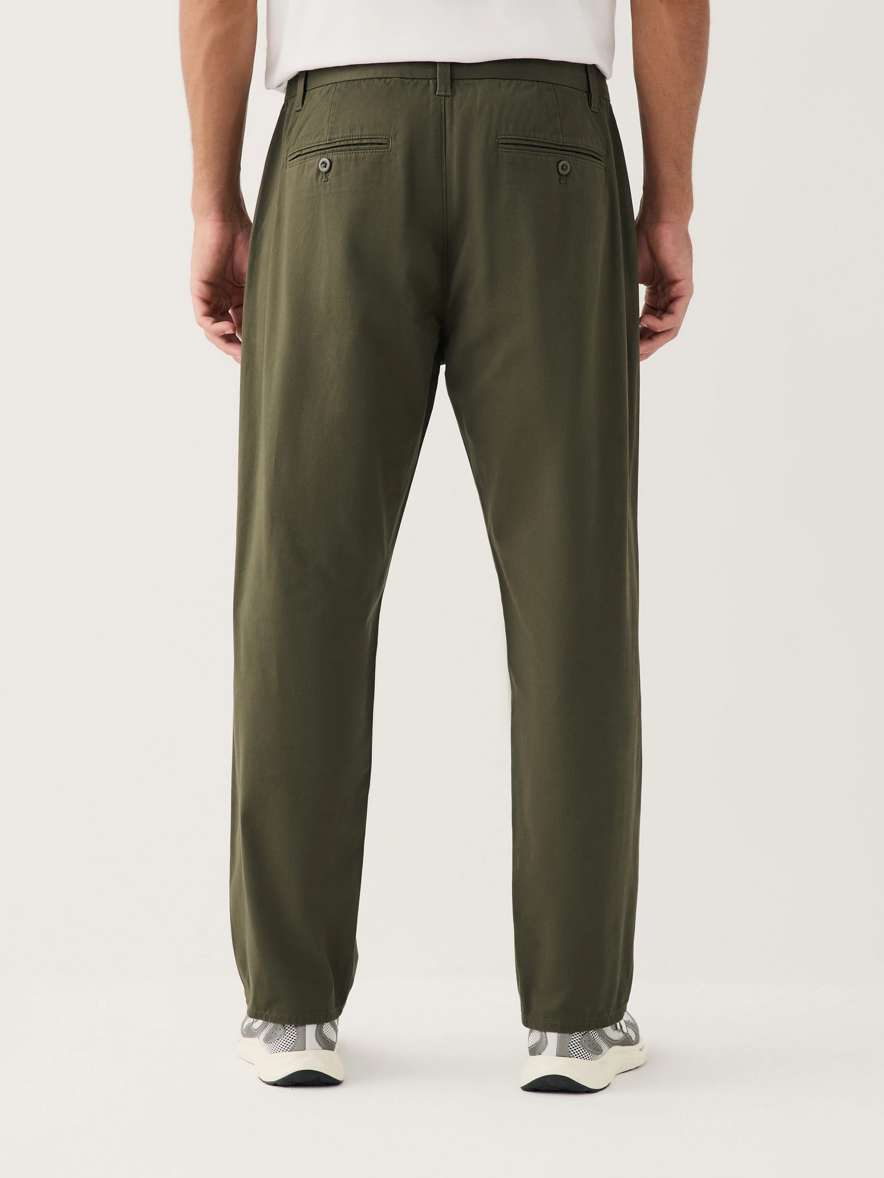 Olijfgroen - Single Pleated Stretch Chinos Trousers