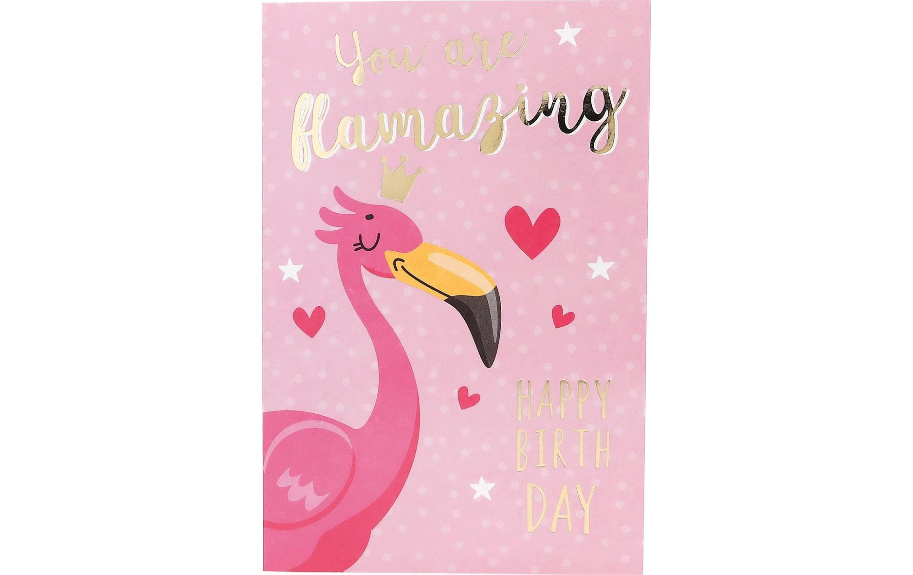Musikkarte beweglich Geburtstag, FlamingoGeburtstagskarte mit Musik