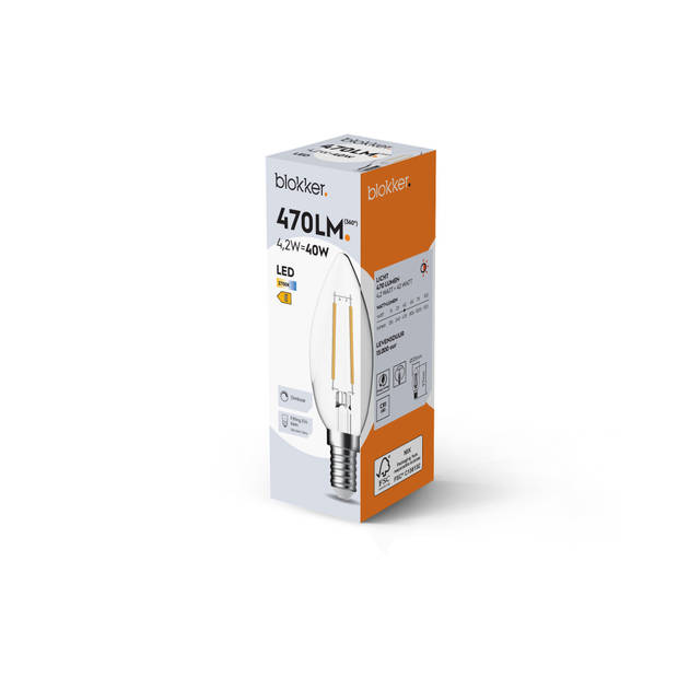 Blokker LED Kaars C35 - 40W - E14 - Helder - Dimbaar
