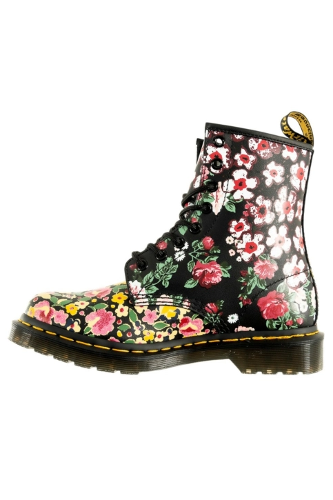 Bottines dr martens 1460 pascal white+black floral mash up backhand
