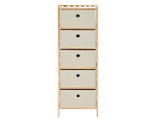 VIDAXL - Armoire étagère de rangement 5 paniers tissu bois de cèdre beige