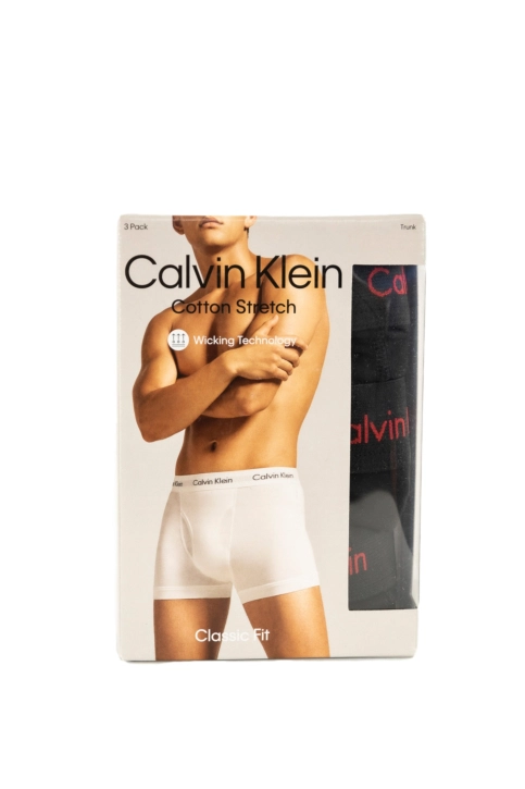 Calecons et slips calvin klein jeans trunk 3pk nc1 black w/ pompian red logos