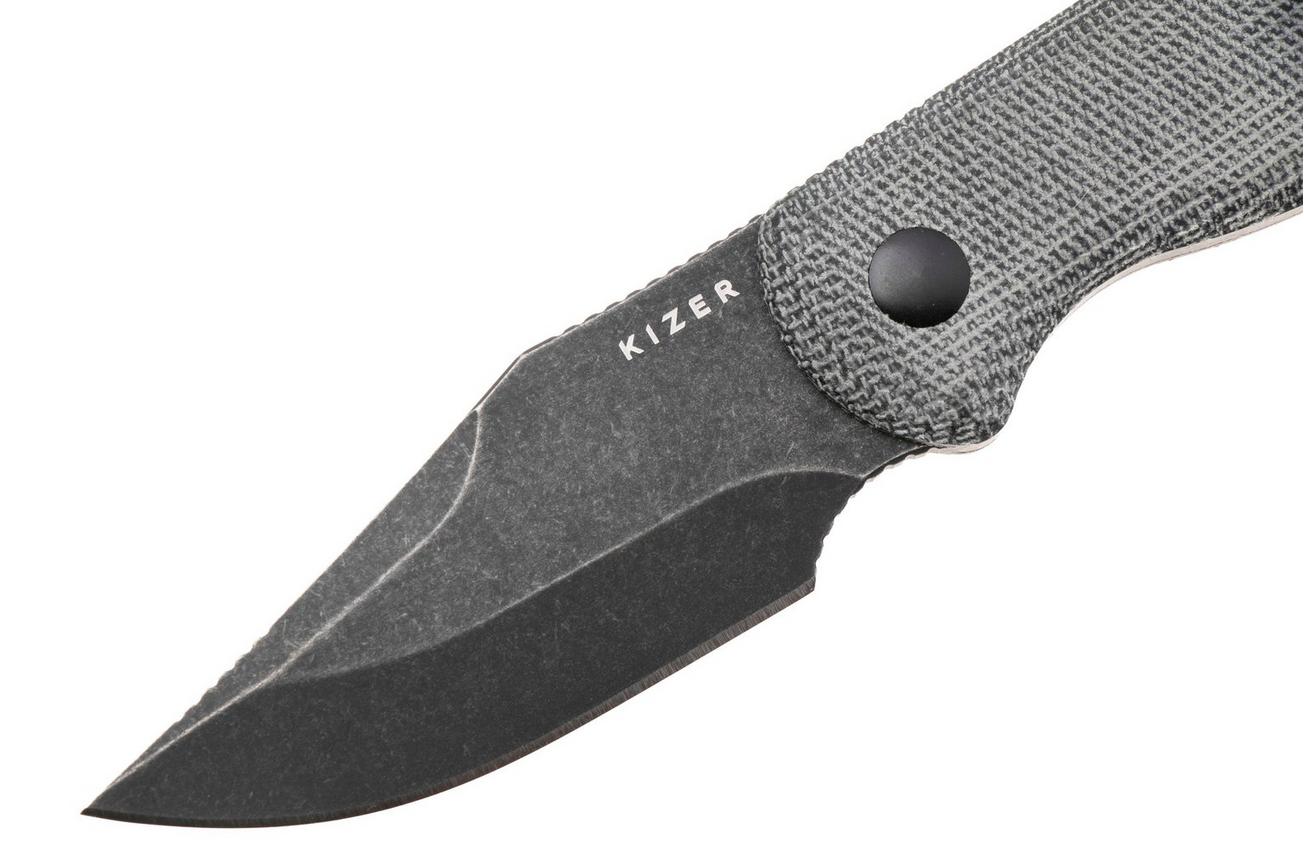 Kizer Drop Bear 1092A1 Blackwashed AEB-L, Black Micarta, vaststaand mes