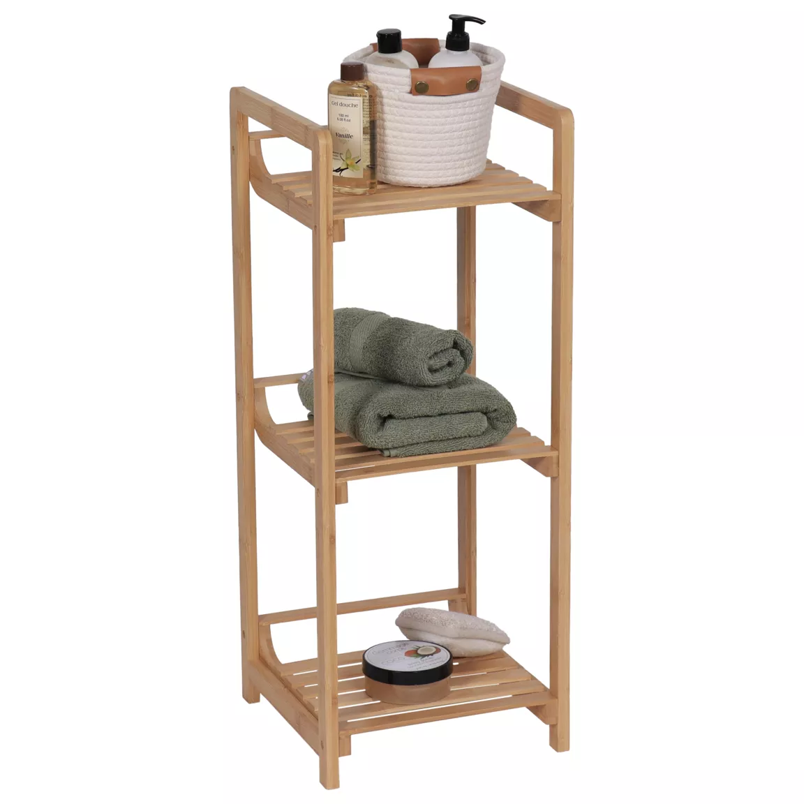 Meuble rangement bambou 3 étagères (30 x H75 cm) Harmonie Naturel