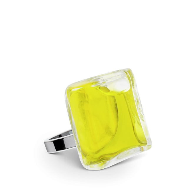 Bague en verre soufflée - Carré Mini Transparent