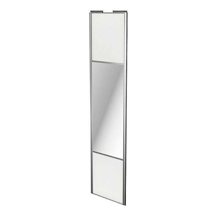 Porte de placard coulissante avec miroir blanc profil gris GoodHome Arius H. 248,5 x L. 62.2 cm + amortisseurs