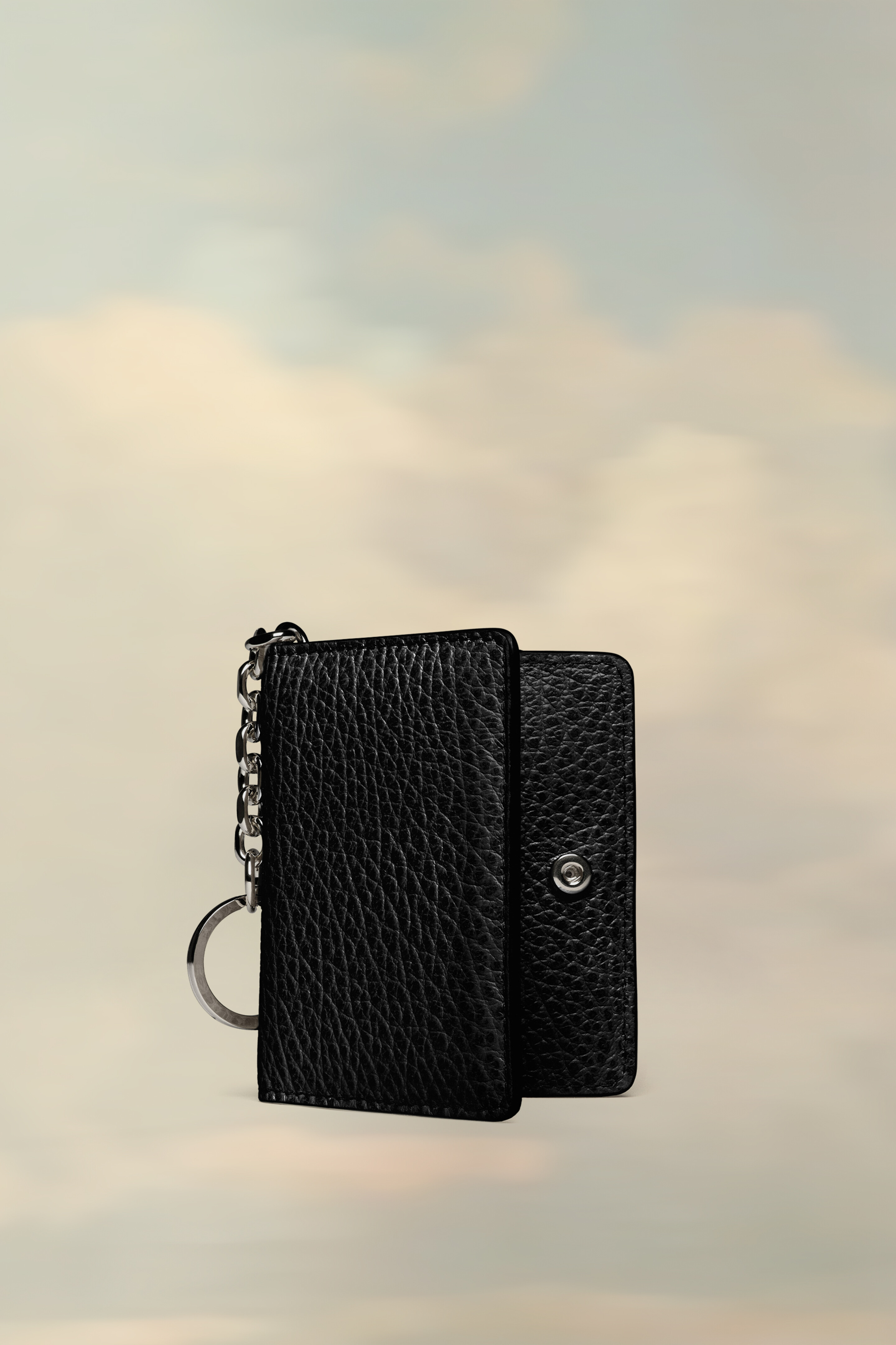 Porte-cartes porte-clés en cuir | femme Noir