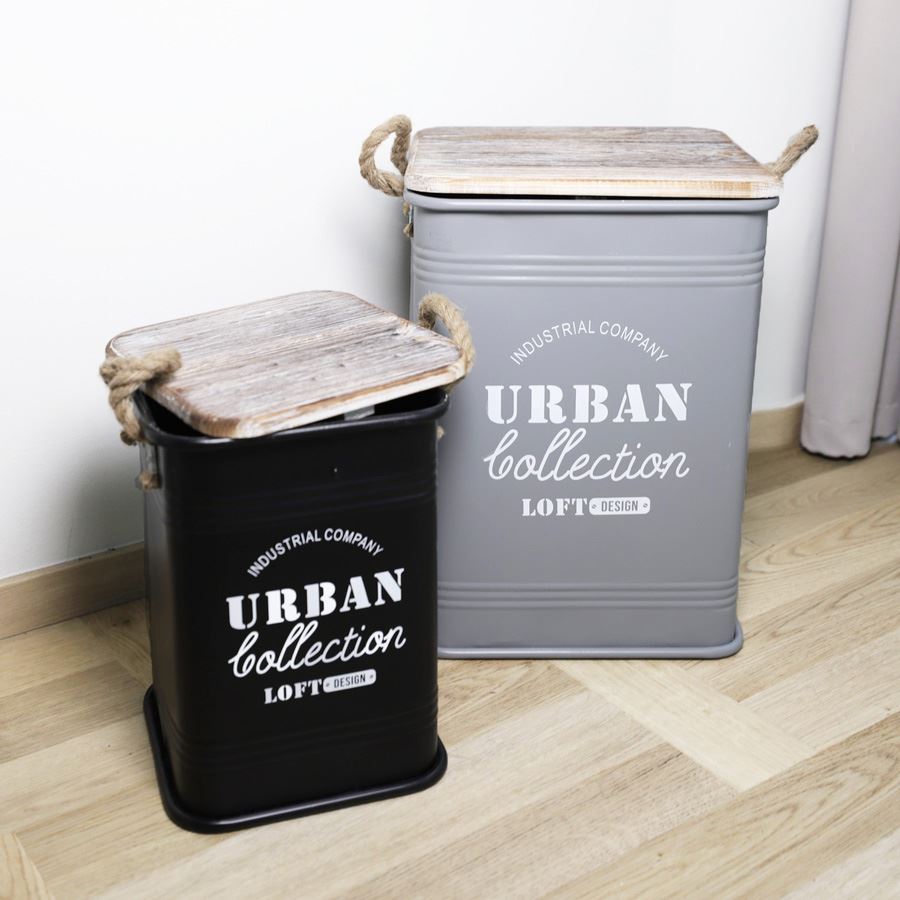 Metall-Sitztonnen Urban Collection 3-teilig Schwarz