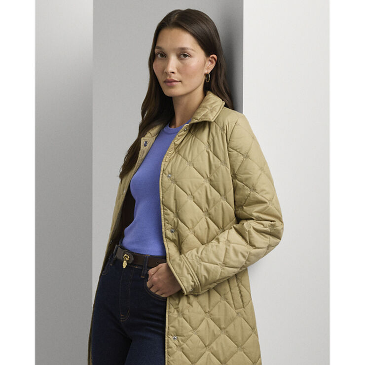 Lauren Ralph Lauren Diamond-Quilted Long Coat Birch tan