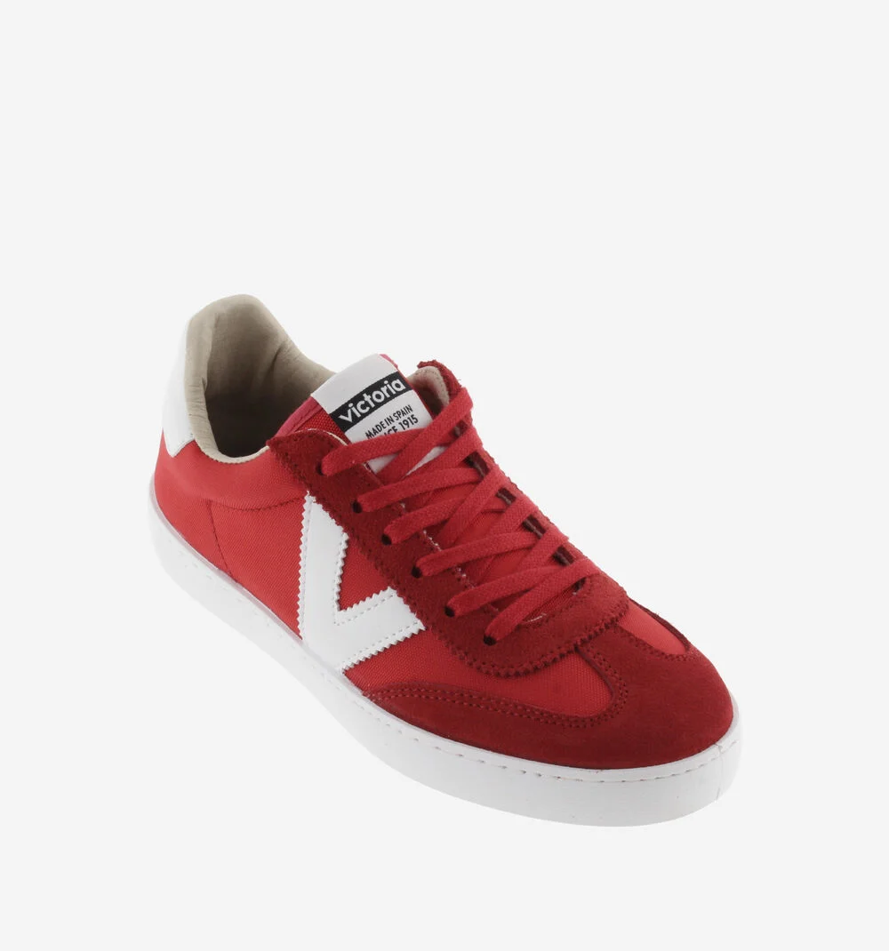 BERLÍN CUIR FENDU & NYLON Baskets monochromes unisexes ROJO
