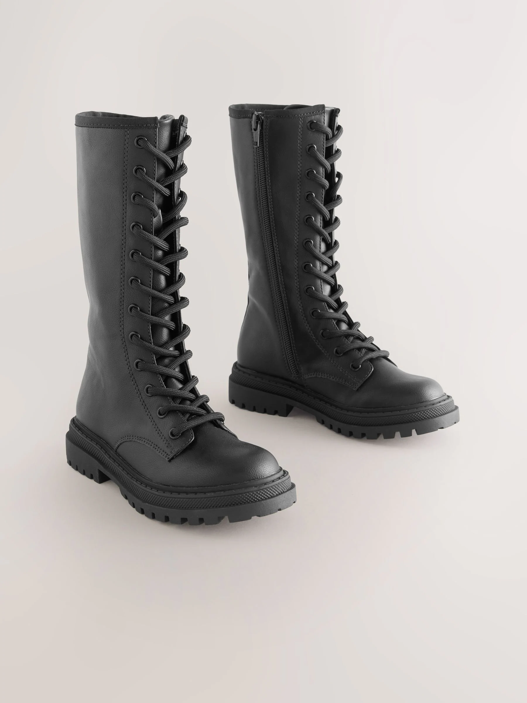 Zwart - Lace up Knee High Boots