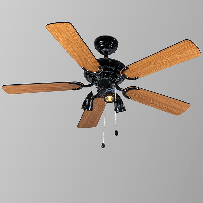 Plafondventilator zwart 110cm 3-lichts met trekschakelaar - Mistral