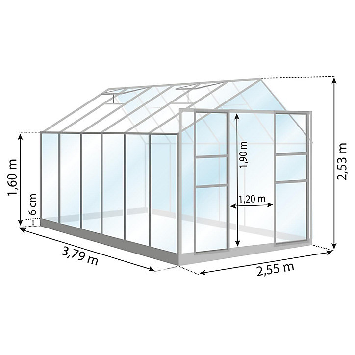 Serre en verre Lams Laurus alu naturel 9,70m²