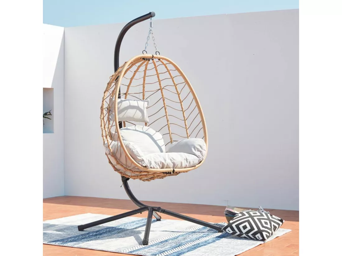 Fauteuil suspendu beige résine & Acier LIMA