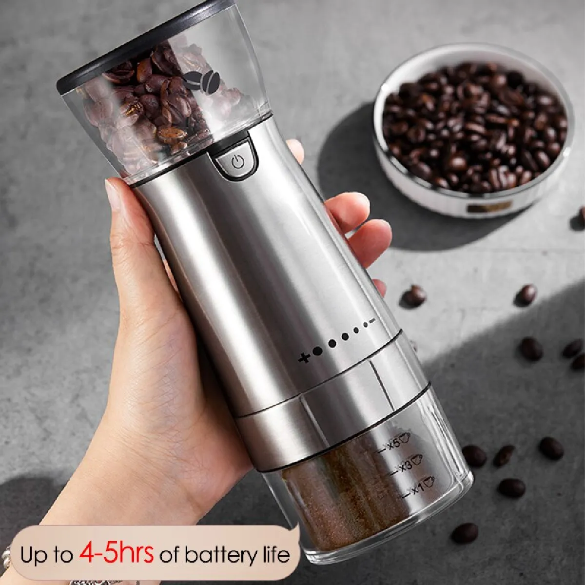 Universal Moulin à café électrique USB 5 modes - Argent