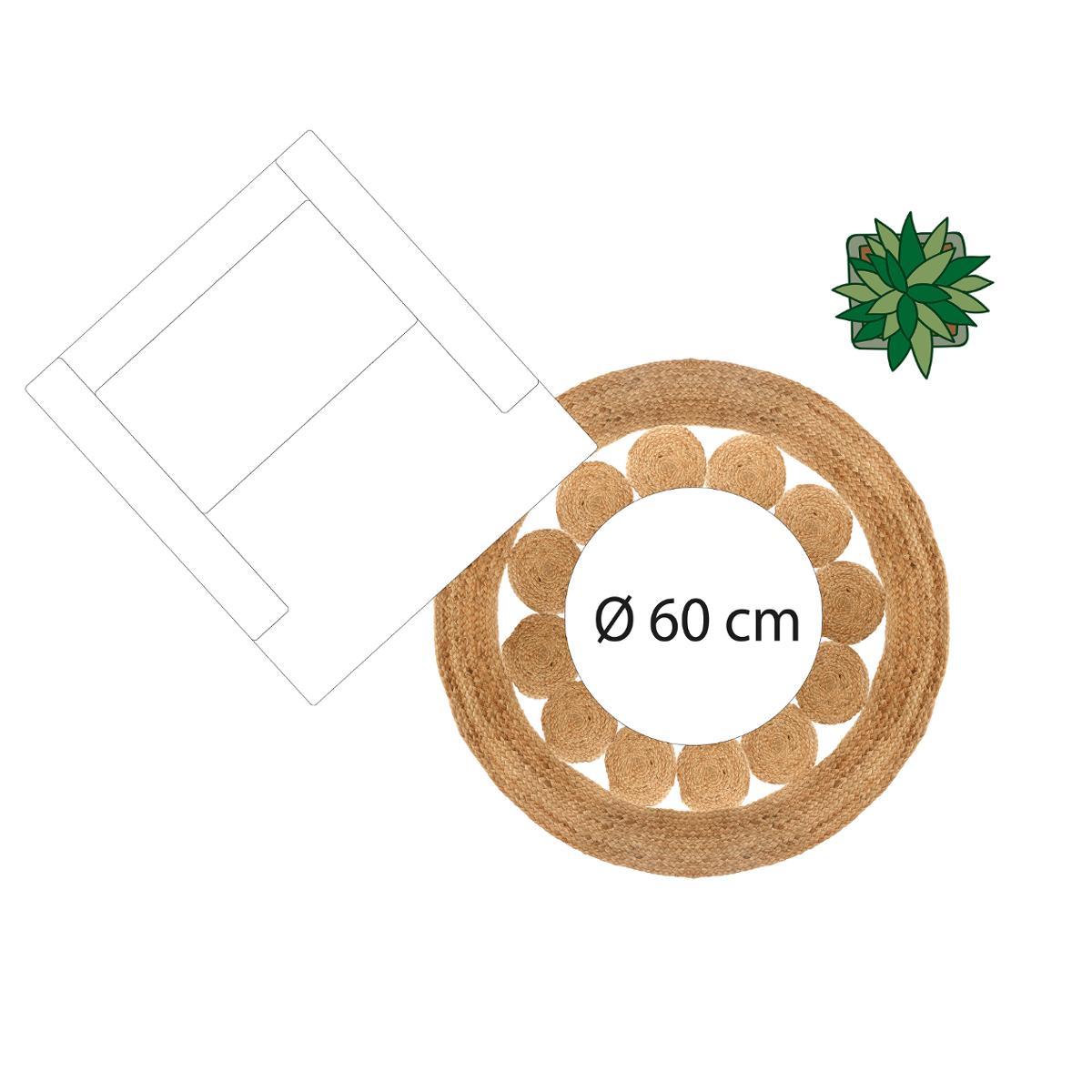 TAPIS JUTE AJOURE D.120CM